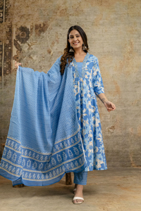 Trois pièces A-ligne indienne pakistanaise de qualité supérieure | Design brodé élégant | Trois pièces ethniques pour femmes pour un usage quotidien - Product Image 2