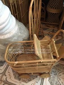 Producto popular, cochecito de muñeca de ratán, ropa de cama de bebé, carrito de compras, juguete para niños, hecho en Vietnam, FBA para Amazon - Product Image 3