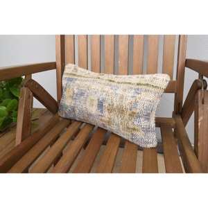 Almohada de retales Kantha de lana Beige de 8x16 pulgadas, almohada bordada Vintage rústica, estilo navideño portátil para coche y hogar - Product Image 3