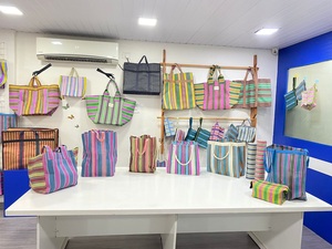 Bolsas de compras grandes ecológicas de nailon reciclado reutilizables con cremallera, bolsas de plástico sostenibles hechas en la India, suministro a granel, bolsa de lavandería - Product Image 3