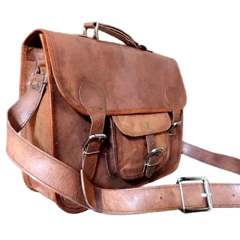 Customised Genuine Leather Handmade Laptop Office Briefcase Cross Body Shoulder Bag with an Adjustable Shoulder Strap