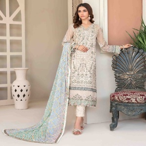 Robes pakistanaises en gros costumes 3 pièces en organza de marque originale par Tawakkal vêtements indiens et pakistanais Maxi de créateur lourd - Product Image 1