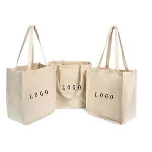 100% Plain Organic Cotton Canvas Tote Bag Reusable Handled Shopping Bag for Everyday Use