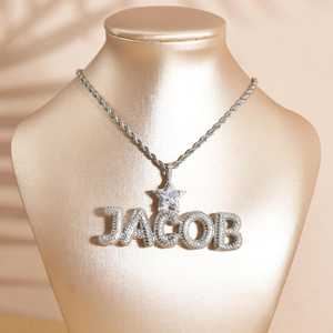 SHREYA DIAM Colgante con Nombre Iced Out, Chapado en Rodio, Plata 925, Estilo Hip Hop, Letra de Moissanita, Regalo Unisex - Product Image 6