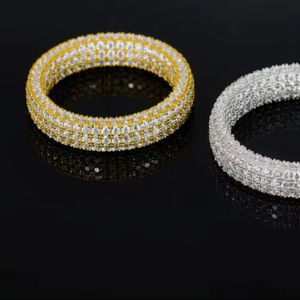 Anillo de Eternidad Aniva Fashion, Plata de Ley S925, Tres Hileras, Diamantes de Laboratorio con Corte Brillante, Certificado IGI, para Mujer y Hombre - Product Image 5