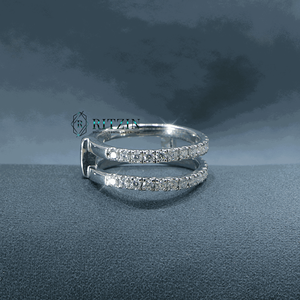 Anillo de boda de media eternidad con diamantes de corte redondo para mujer - Product Image 1