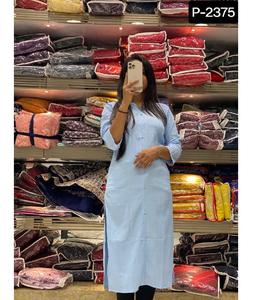 Calidad de exportación ropa India paquistaní Salwar Kameez mujeres fantasía algodón Kurtis con bordado trabajo Georgette Kurtis traje - Product Image 1