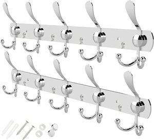 GlazieVault Appendiabiti da Parete in Acciaio Inossidabile (Confezione da 2) Ganci Robusti Antiruggine Argento - Product Image 1