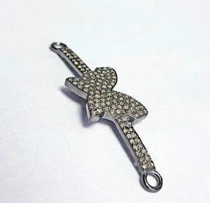 Pave Butterfly Diamond Connector 925 plateado 48x13MM Tamaño para la fabricación de pulseras - Product Image 2