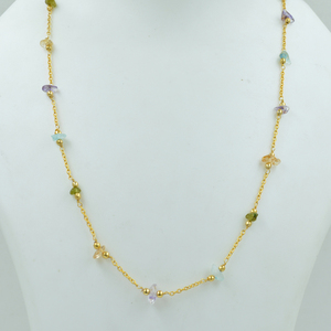 Collar de piedras preciosas con forma de Raf sin cortar de piedra múltiple natural Cadena de Plata de Ley 925 Chapado en oro de 18K para proveedores mayoristas - Product Image 1