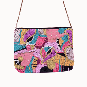 Sac bandoulière bohème pour femme Hastvikas, multicolore vibrant, broderie à la main, coton, fermeture éclair, portable, élégant, polyester - Product Image 3
