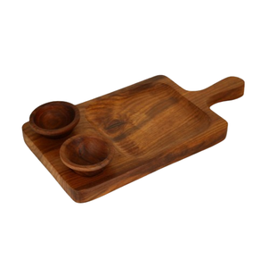 Bol à chips et à trempette en bois d'acacia de haute qualité, pour servir des chips et d'autres collations avec des trempettes - Product Image 2