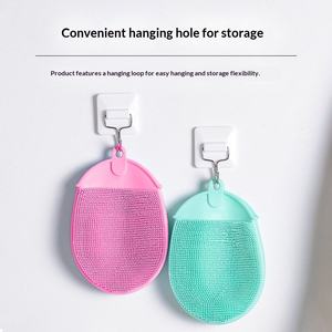 Silicone Double-sided Bathing <b>Brush</b> with Glove Multifunctional Soft Bristles for Baby Bathing & Showering <b>Back</b> Scratching - Product Image 3