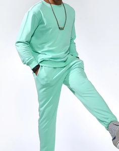 พรีเมี่ยมที่กำหนดเองทะเลโฟมสีเขียวฝรั่งเศสเทอร์รี่ผ้าฝ้าย100% ชุดติดตามสำหรับผู้ชายปรับแต่งขายส่ง - Product Image 6