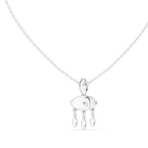 Collar con Colgante de Diamante CVD VVS-VS EF de 0.03 CT, Creado en Laboratorio, Diseño de Ojo Turco, Opciones de Oro de 18K, 14K, Oro Rosa, Amarillo y Blanco, Joyería Fina - Product Image 2