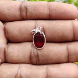 Pendentif en argent 925 fait à la main lunette fine pierre précieuse Hessonite bijoux sains cadeau pour ses enfants élégant lunette réglage charme - Product Image 6