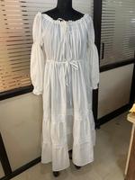 Robe maxi bohème en coton biologique d'été, légère, pour les plages de sable, robe de mariée sans bretelles, taille empire, avec décoration en dentelle