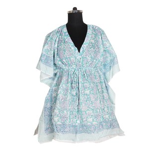 Bloc imprimé sans manches Maxi indien coton Maxi robes pour femmes KFCS058 coton été Maxi robe 100% organique porter concepteur - Product Image 5