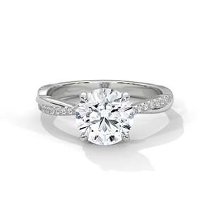 Elegante Anillo de Compromiso con Diamante Solitario Trenzado, Diamante Cultivado en Laboratorio, Personalizable en Oro de 10K/14K/18K, Claridad VVS - Product Image 1