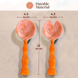Ensemble de serveurs à salade en résine orange de haute qualité, manche ondulé, dernière vaisselle de cuisine, cuillère de service en acrylique, accessoire de traiteur - Product Image 2
