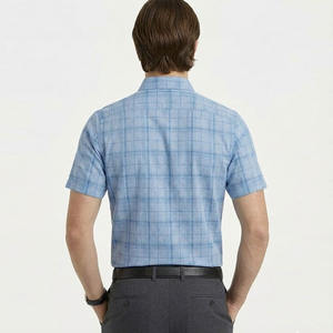 Customized Men's Striped <b>Bamboo</b> <b>Yarn</b> Dyed Dress Shirt Regular Fit Short Sleeve Eco-Friendly Formal Style - Product Image 2