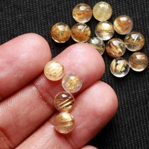 Cabujón redondo de rutilo dorado de 9mm al por mayor, piedras sueltas, gemas naturales semipreciosas hechas a mano para joyería y manualidades para coleccionistas - Product Image 3
