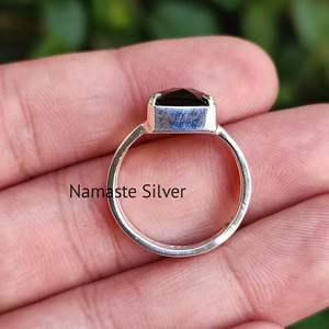 Handmade Boho <b>Statement</b> <b>Ring</b> Smoky Quartz Silver Cushion Checker Cut Brown Gemstone Fine Sterling Silver Birthday Gift for Him - Product Image 6