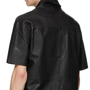 Chemises en cuir décontractées pour hommes, manches courtes, meilleur design, avec logo personnalisé, design personnalisé, vente chaude, service OEM pour la vente en ligne - Product Image 6