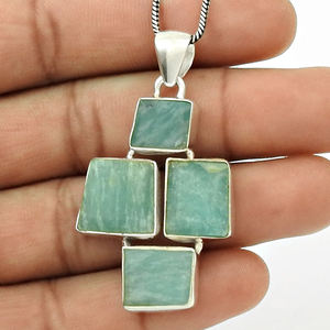 Preciosa Plata de Ley 925, piedra preciosa de amazonita Natural, diseño único, colgante de cuatro piedras, joyería hecha a mano, precio directo de fábrica - Product Image 2