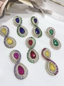 Magníficos Aretes de Moda con Brillantes, Chapados en Plata sobre Latón, con Circonita, para Bodas y Fiestas, para Mujeres y Niñas - Product Image 2