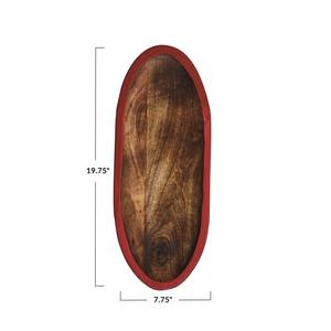 Nouveau plateau et plat décoratif ovale en bois de mangue rouge/noyer - Product Image 3