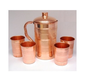 Botella de cobre con jarra y vidrio disponible en diferentes diseños y tamaños para beber - Product Image 2