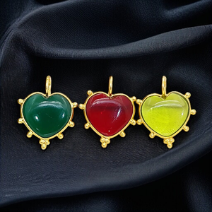 Dijes de Corazón Hinchado con Bisel Chapado en Oro, Dijes de Plata 925 con Forma de Corazón de Piedra Preciosa para la Fabricación de Joyas, Proveedor de Joyas de la India - Product Image 4