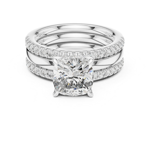 14K Yellow Gold <b>Cushion</b> & Round Cut Diamond <b>Ring</b> for Women | Bridal Jewellery | New Grown Diamond - Product Image 2