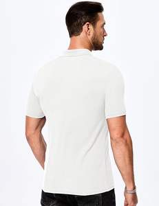 เสื้อโปโลชายทรงสลิมฟิตเสื้อกอล์ฟคอวีแขนสั้นผ้าถักพิมพ์ลายฤดูร้อน - Product Image 3