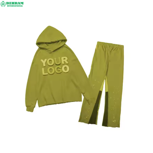 350g Thick Fleece <b>Oversize</b> Zip up Hoodie Straight Wide Leg Sweat <b>Jogger</b> Pants Solid Colors Tracksuit Jogging Suit Men - Product Image 4