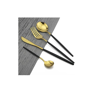 Juego de cubiertos de latón con mango cuadrado PVD espejo a granel dorado para uso en bodas y restaurantes - Product Image 5