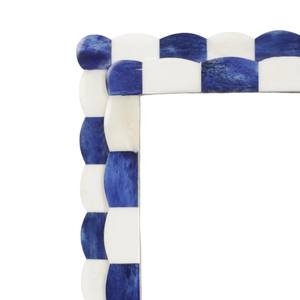 Cadre photo moderne en bois avec incrustations d'os faites à la main, bleu et blanc à carreaux, pour une décoration élégante et personnalisable, pour la maison ou le bureau - Product Image 4