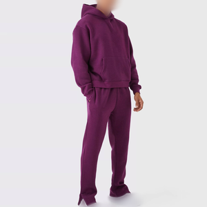 Logo personnalisé pour hommes lavage à l'acide uni en coton respirant écologique Streetwear sport survêtement ensemble 2 pièces jogging et sweat à capuche - Product Image 2