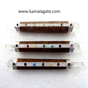 Baguette de guérison à sept chakras en sélénite orange Cristal d'agate semi-précieux naturel pour le bien-être spirituel et physique - Product Image 5