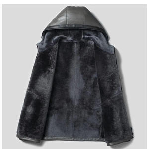 Media cremallera nuevo estilo hombres cuero genuino hecho con capucha/ropa de calle hombres bajo Moq cuero hecho con capucha para la venta - Product Image 5