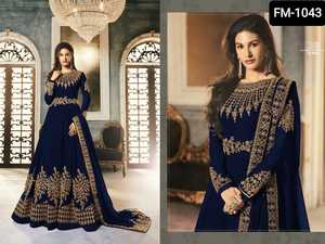 Georgette-diseñador de estilo indio de diseñador pesado para mujer, con bordado y trabajo lateral, conjunto de ropa elegante Dupatta - Product Image 4