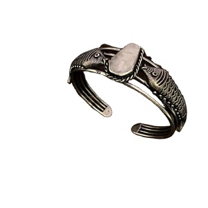 Plaqué or noir fait à la main poisson Rose Quartz pierre précieuse fil torsadé concepteur manchette et bracelet SKU6982 - Product Image 1