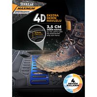Tapis de sol de voiture universels Teamcar Full Set 4D en PVC carbone noir-bleu, inodores, imperméables et antidérapants pour tous les modèles