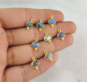 Labradorite forme Marquise, lunette fantaisie, breloques en pierres précieuses, pendentif en argent Sterling 925, or Vermeil, fabrication de bijoux, collier pendentif - Product Image 4