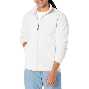 Men Women Unisex White Polar Fleece Jacket Warm Soft Outerwear Thick Zip Up Thermal Fleece Outdoor Jackets