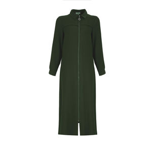 Abaya zippée droite respirante pour femmes adultes Green Moments avec fentes décoratives - Product Image 1
