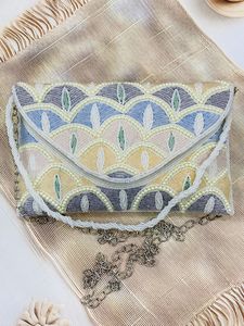 Designer Handmade Fashion Satin Clutches Crystal Stone Beaded Embroidery Multi Color Elegant Bridal Evening - Product Image 2