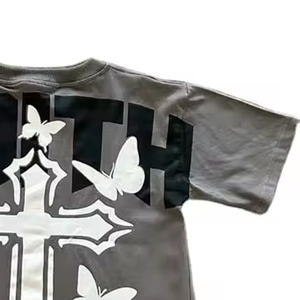 เสื้อยืดแขนสั้นของผู้ชายแบบสั่งทำเสื้อ100% ผ้าฝ้ายระบายอากาศได้ดีพิมพ์ลายวินเทจซักขนาดใหญ่พิเศษผ้าเนื้อหยาบ - Product Image 3