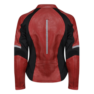 Veste de moto en cuir de vachette véritable pour homme Protections blindées CE Veste de moto de course rouge/noir pour homme - Product Image 2